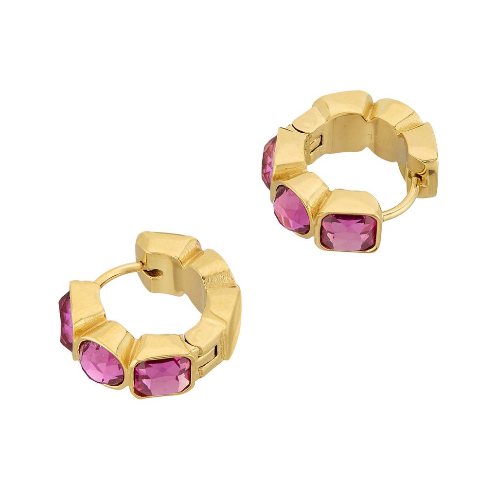 Guess Crazy Earrings Gold-Plated Pink Stainless Steel Earrings For Women : UBE03305YGRS