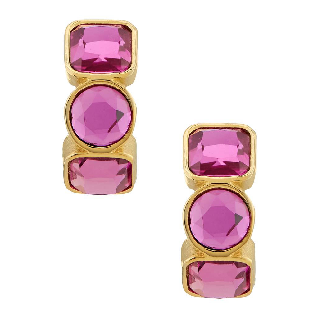 Guess Crazy Earrings Gold-Plated Pink Stainless Steel Earrings For Women : UBE03305YGRS