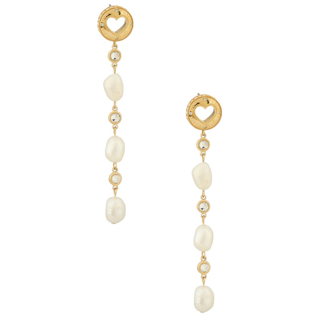 Guess Rolling Hearts Gold-Plated Stainless Steel Drop Earrings For Women : UBE03340YG