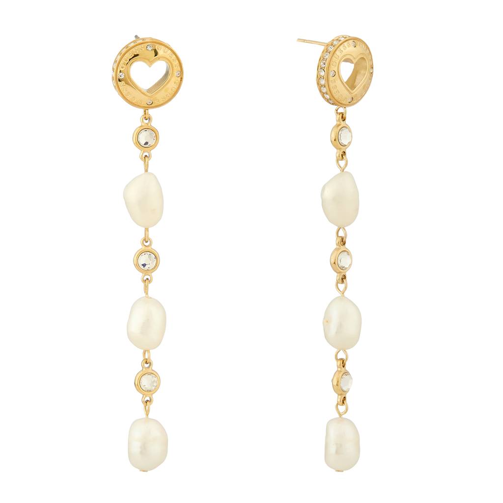 Guess Rolling Hearts Gold-Plated Stainless Steel Drop Earrings For Women : UBE03340YG