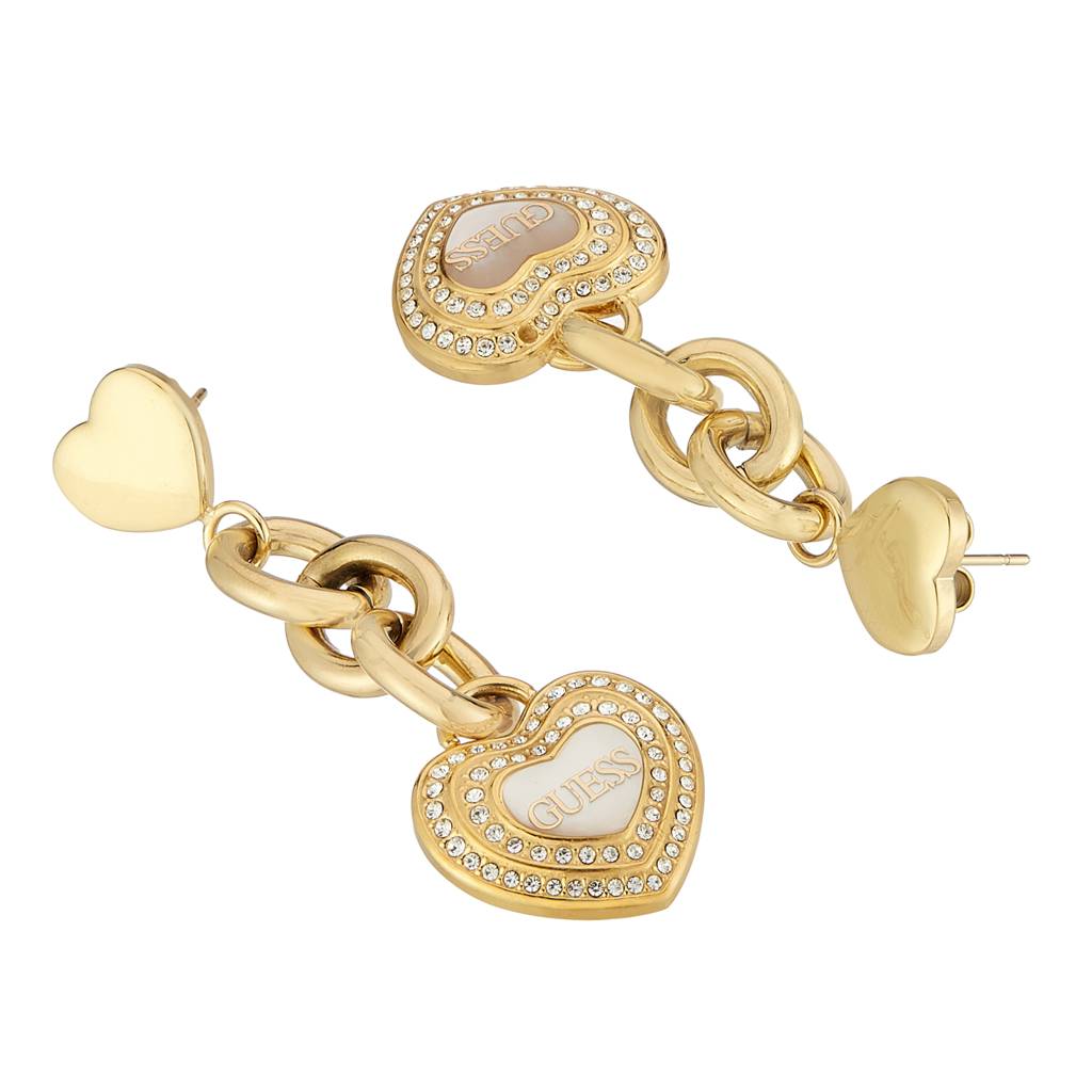 Guess Amami Gold-Plated Stainless Steel Drop Earrings For Women : UBE04024YGWH