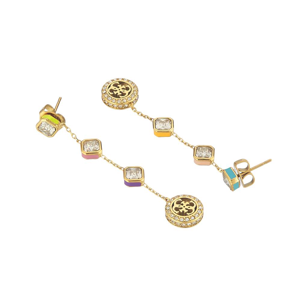 Guess 4G Crush Gold-Plated Stainless Steel Drop Earrings For Women : UBE04152YGMC