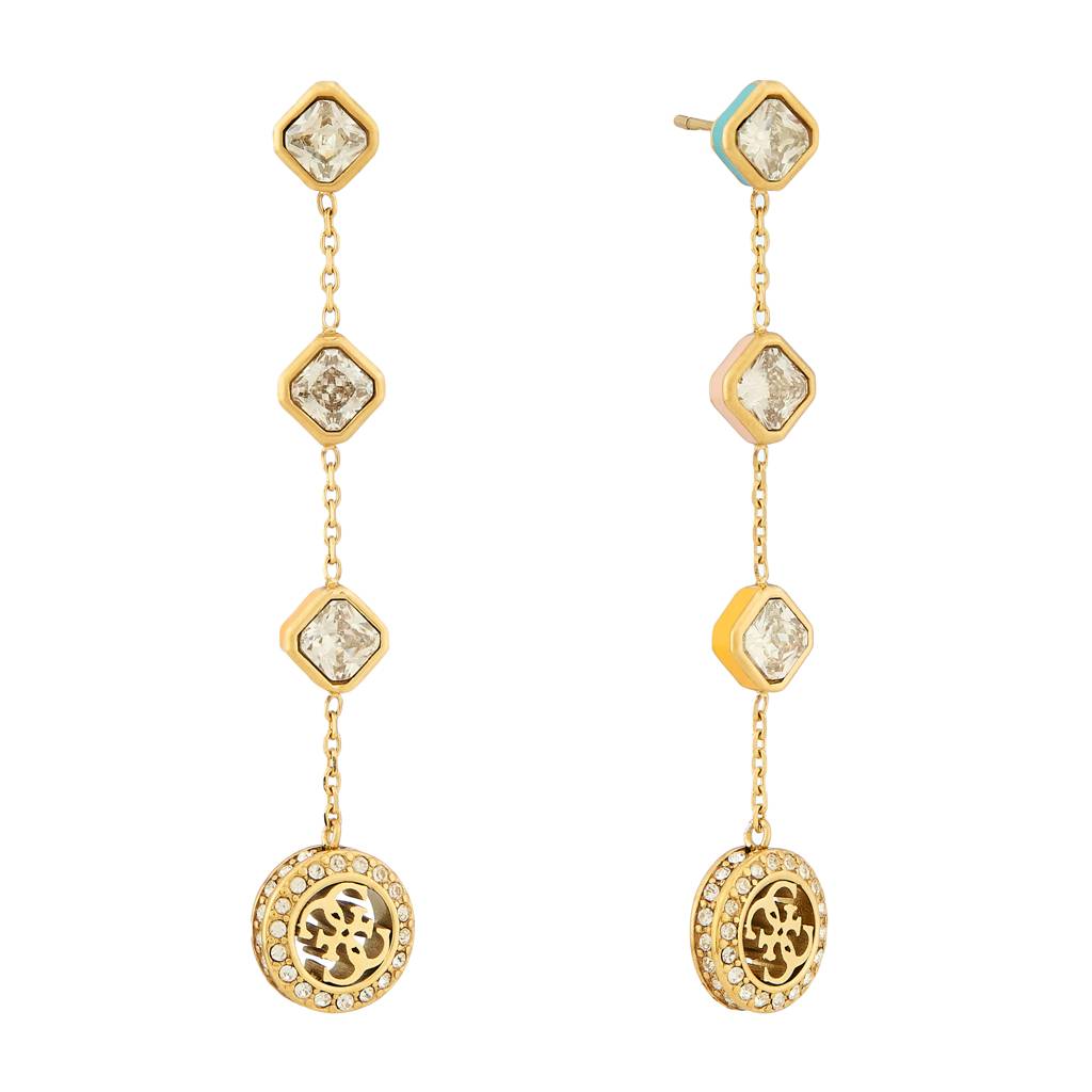 Guess 4G Crush Gold-Plated Stainless Steel Drop Earrings For Women : UBE04152YGMC