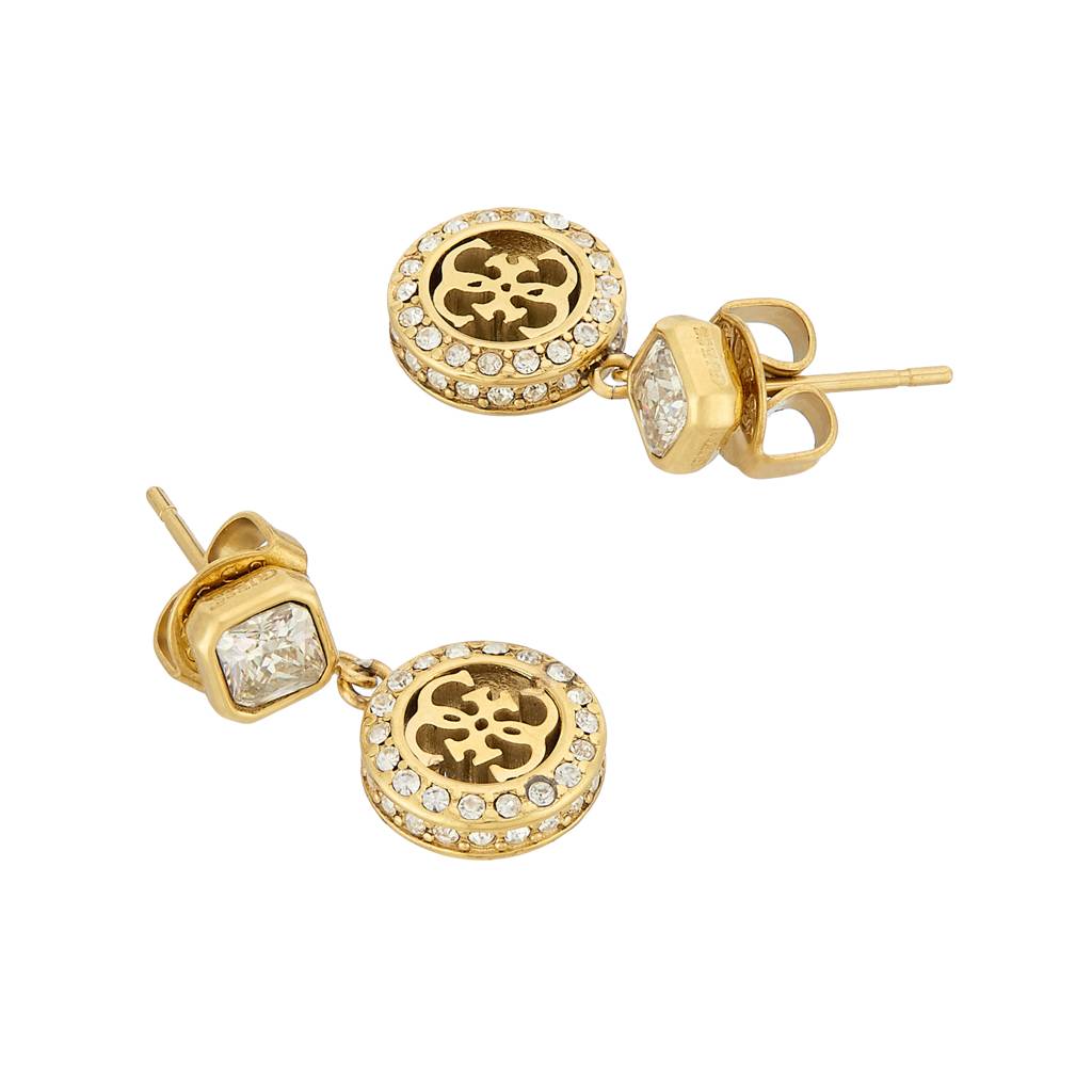 Guess 4G Crush Gold-Plated Stainless Steel Earrings For Women : UBE04154YG