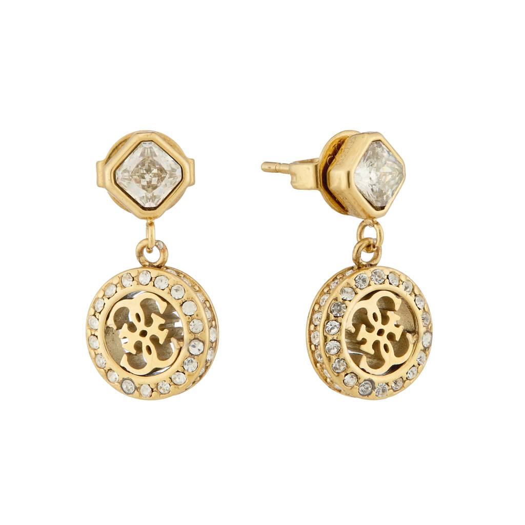 Guess 4G Crush Gold-Plated Stainless Steel Earrings For Women : UBE04154YG