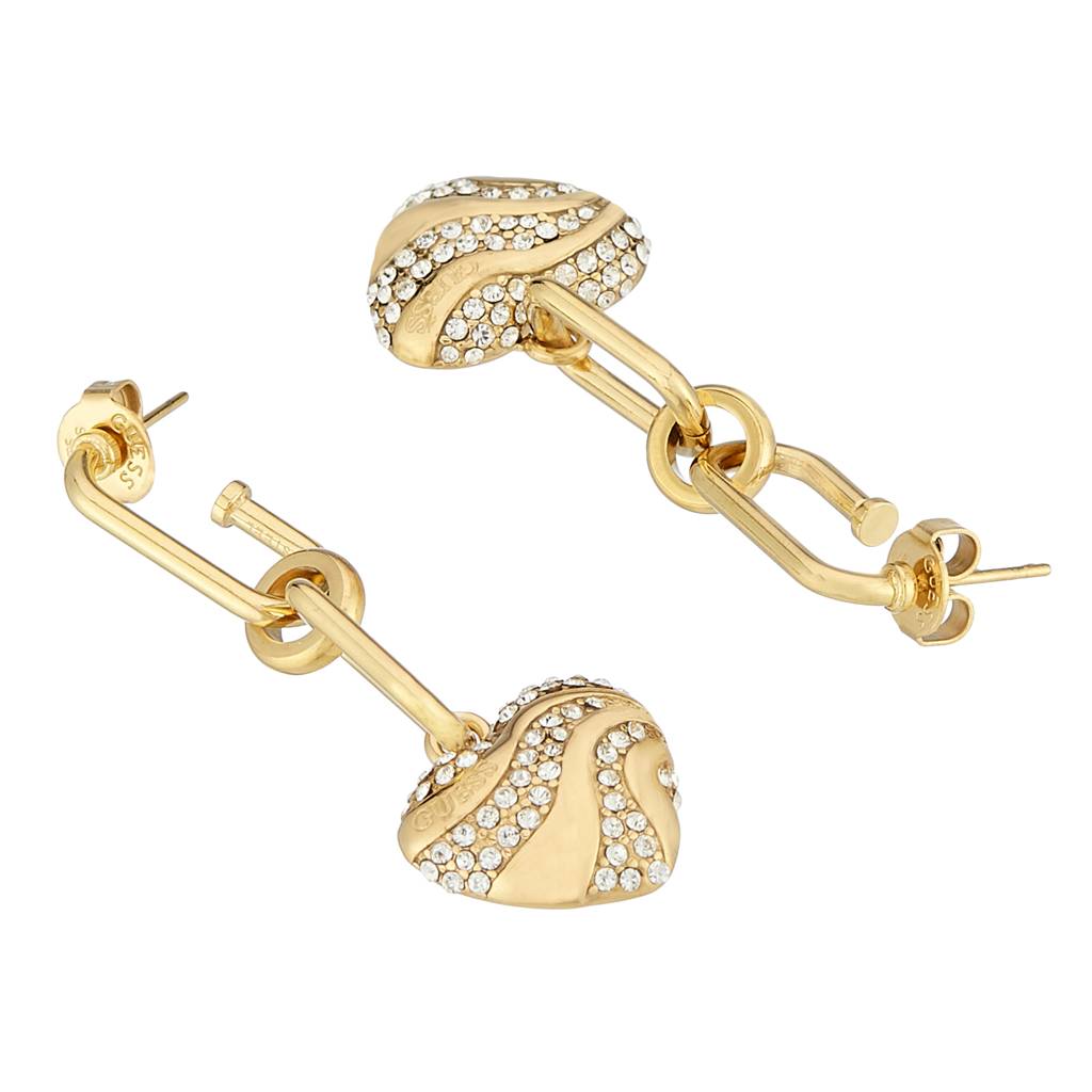 Guess In My Heart Gold-Plated Stainless Steel Drop Earrings For Women : UBE04498YG