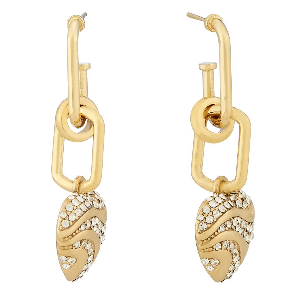 Guess In My Heart Gold-Plated Stainless Steel Drop Earrings For Women : UBE04498YG