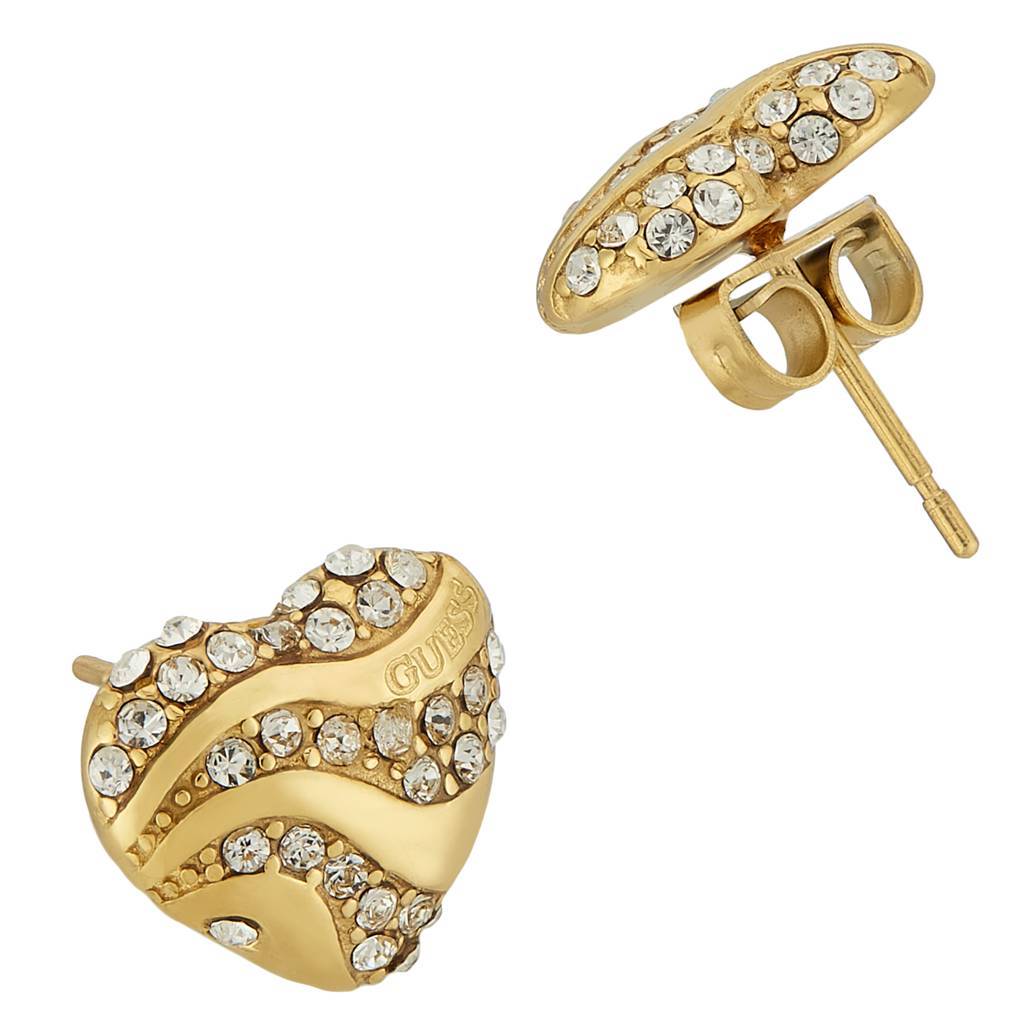 Guess In My Heart Gold-Plated Stainless Steel Earrings For Women : UBE04504YG