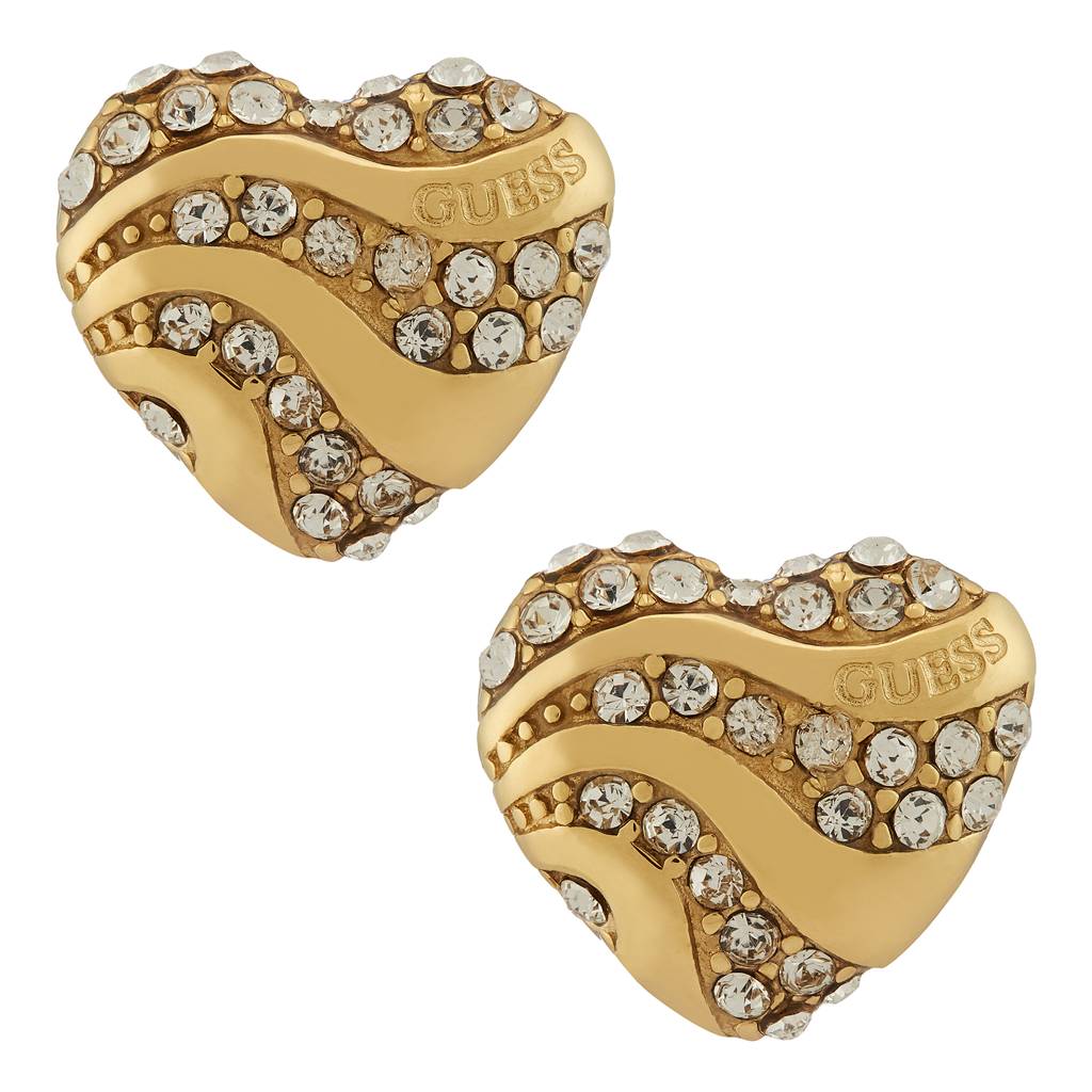 Guess In My Heart Gold-Plated Stainless Steel Earrings For Women : UBE04504YG