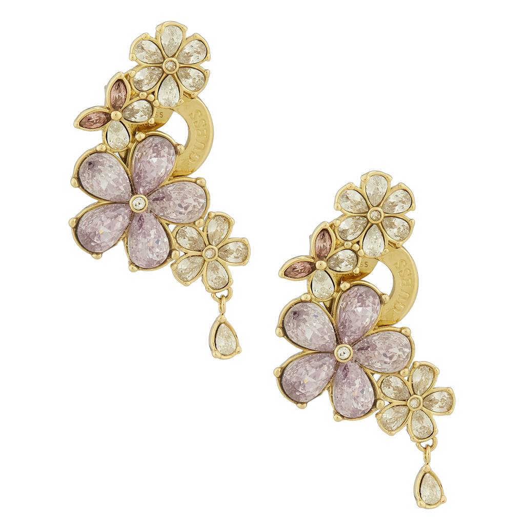 Guess Lily Gold-Plated Stainless Steel Floral Earrings For Women : UBE05101YGMC