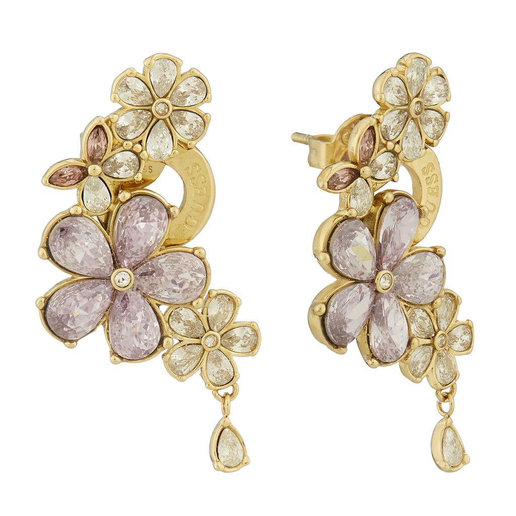 Guess Lily Gold-Plated Stainless Steel Floral Earrings For Women : UBE05101YGMC
