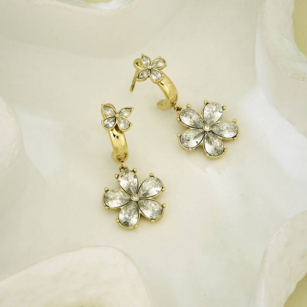 Guess Lily Gold-Plated Stainless Steel Drop Earrings For Women