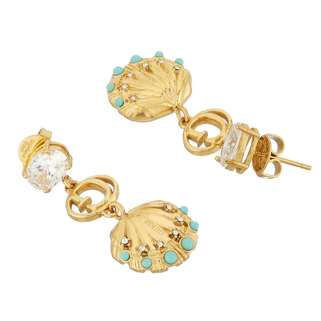 Guess Seashell Gold-Plated Stainless Steel Drop Earrings For Women : UBE05124YG