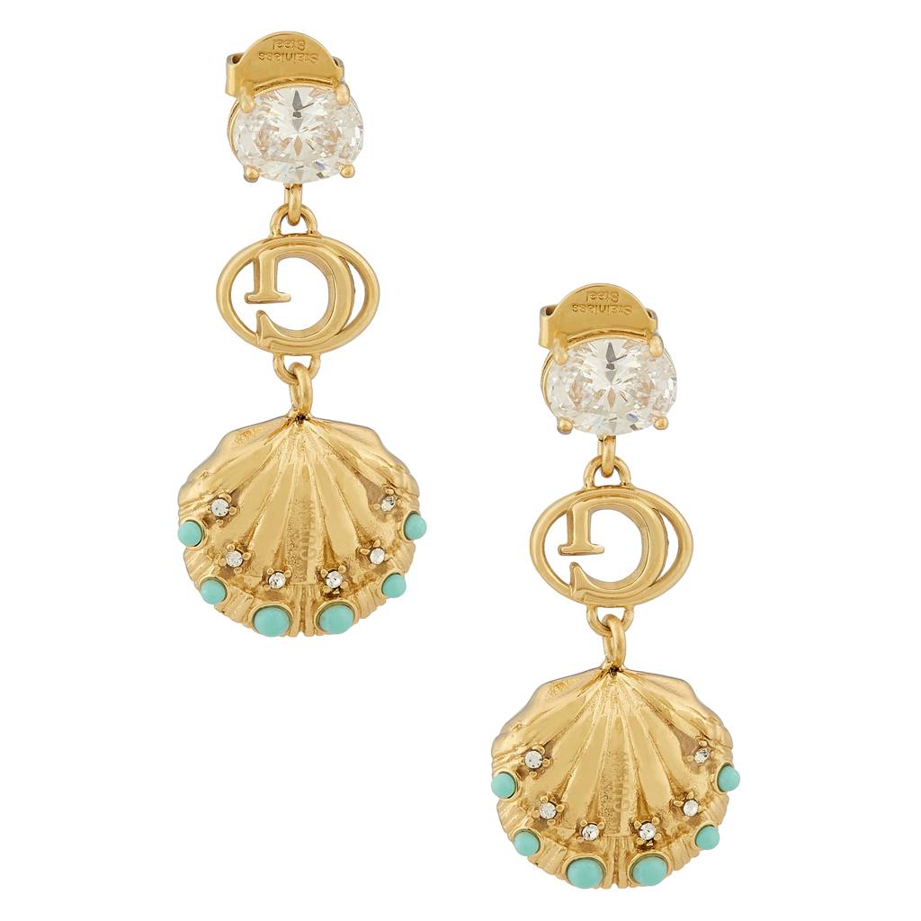 Guess Seashell Gold-Plated Stainless Steel Drop Earrings For Women : UBE05124YG