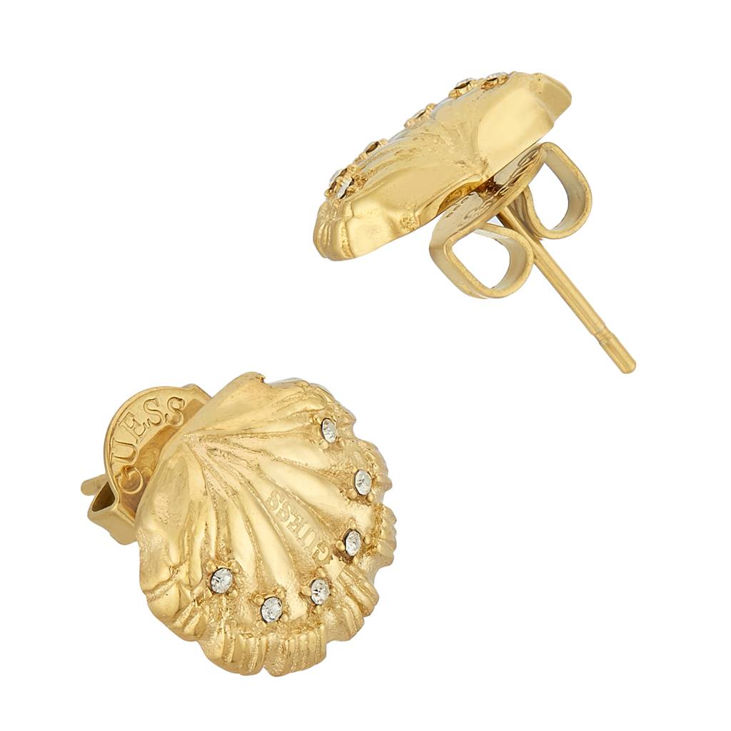 Guess Seashell Gold-Plated Stainless Steel Stud Earrings For Women : UBE05136YG