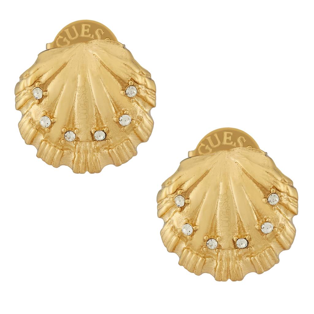Guess Seashell Gold-Plated Stainless Steel Stud Earrings For Women : UBE05136YG