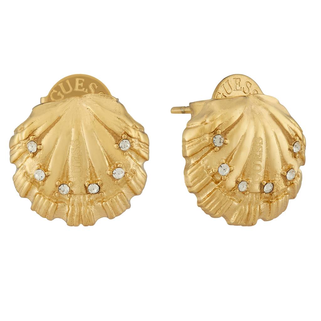 Guess Seashell Gold-Plated Stainless Steel Stud Earrings For Women : UBE05136YG
