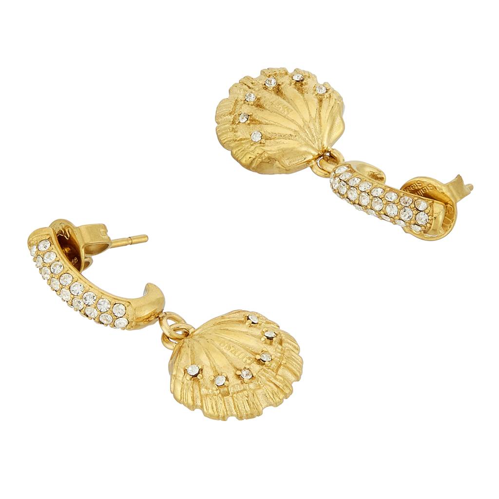Guess Seashell Gold-Plated Stainless Steel Earrings For Women : UBE05137YG