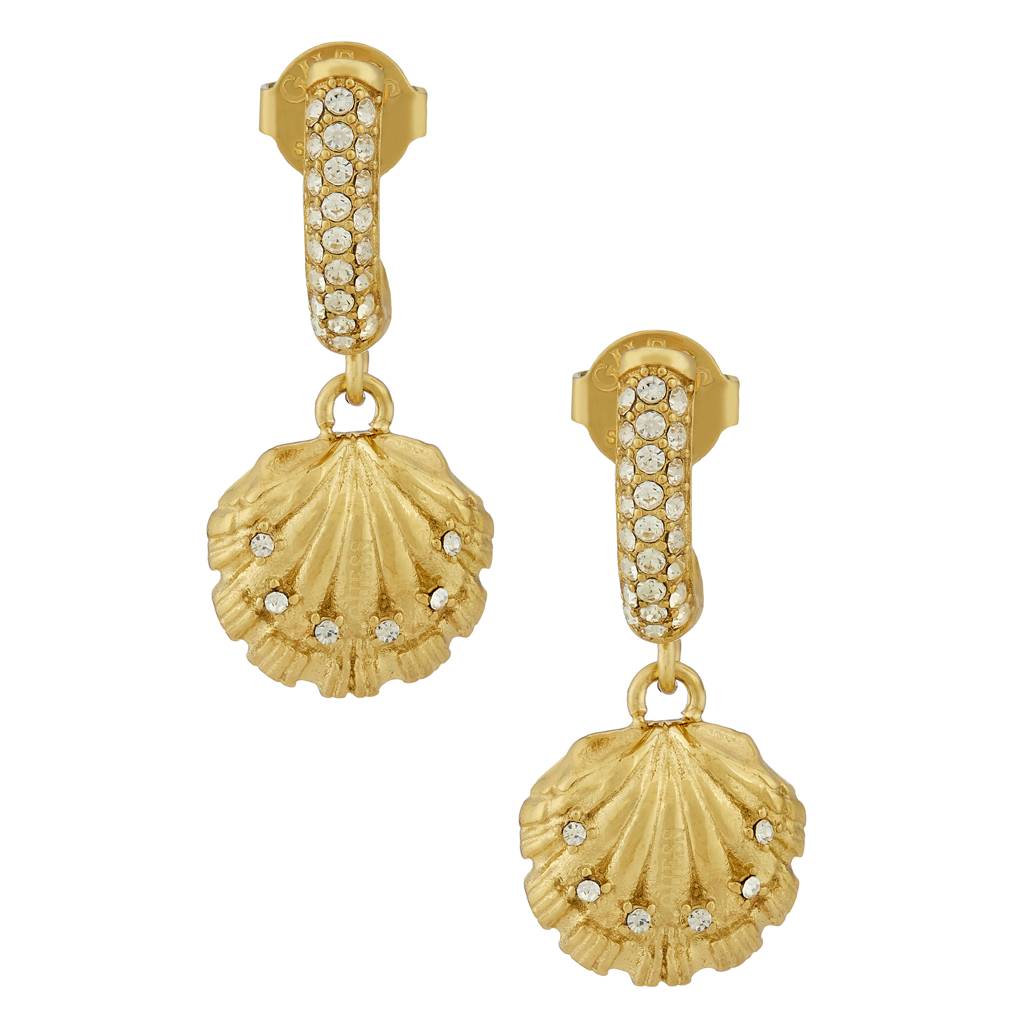 Guess Seashell Gold-Plated Stainless Steel Earrings For Women : UBE05137YG