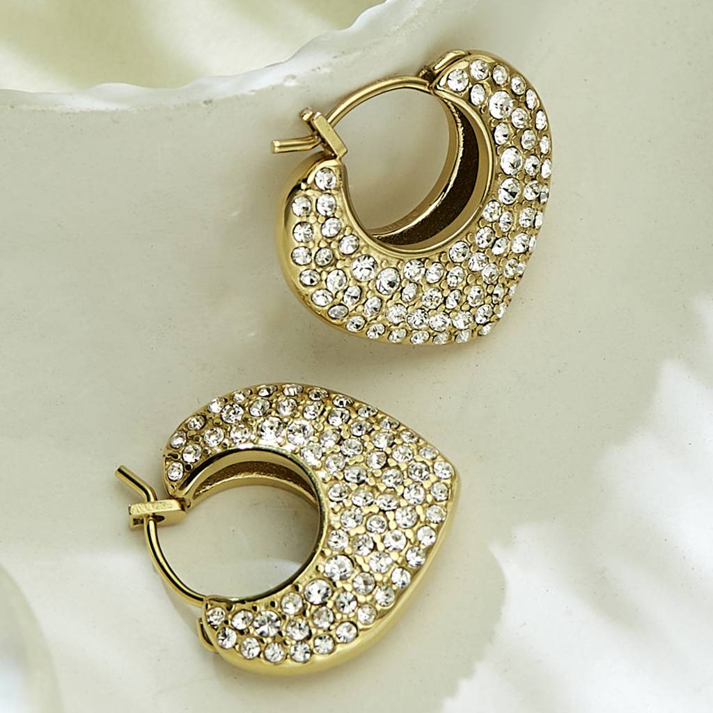 Guess Crazy In Love Gold-Plated Stainless Steel Hoop Earrings For