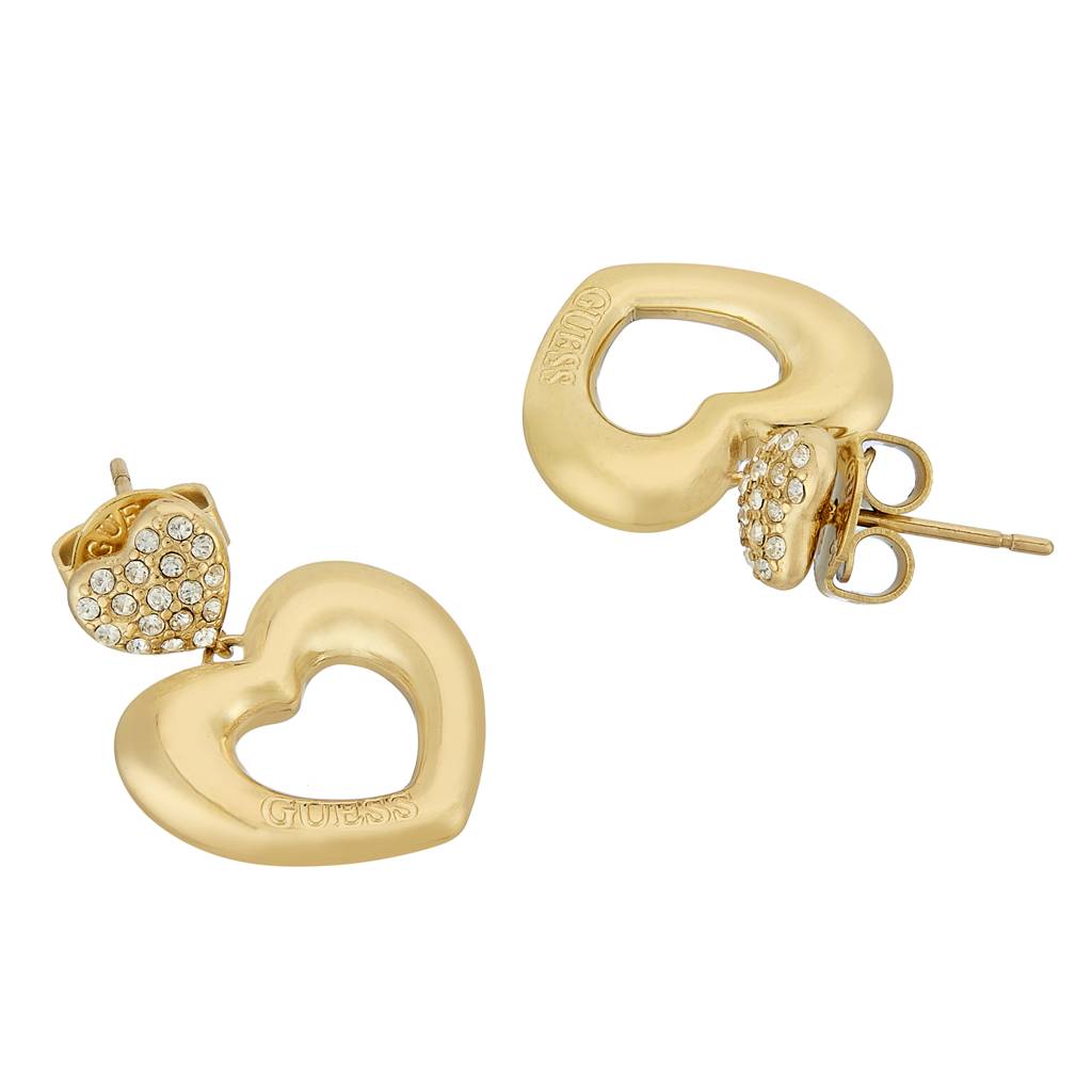 Guess Crazy In Love Gold-Plated Stainless Steel Stud Earrings For Women : UBE05209YG