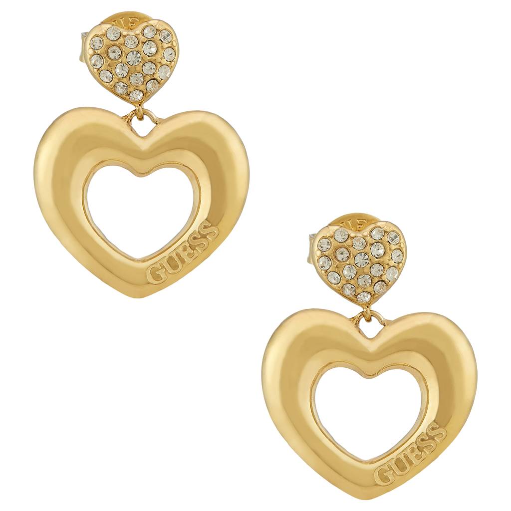 Guess Crazy In Love Gold-Plated Stainless Steel Stud Earrings For Women : UBE05209YG