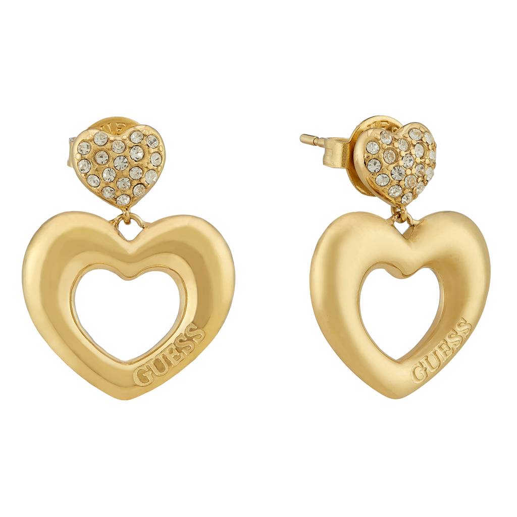 Guess Crazy In Love Gold-Plated Stainless Steel Stud Earrings For Women : UBE05209YG