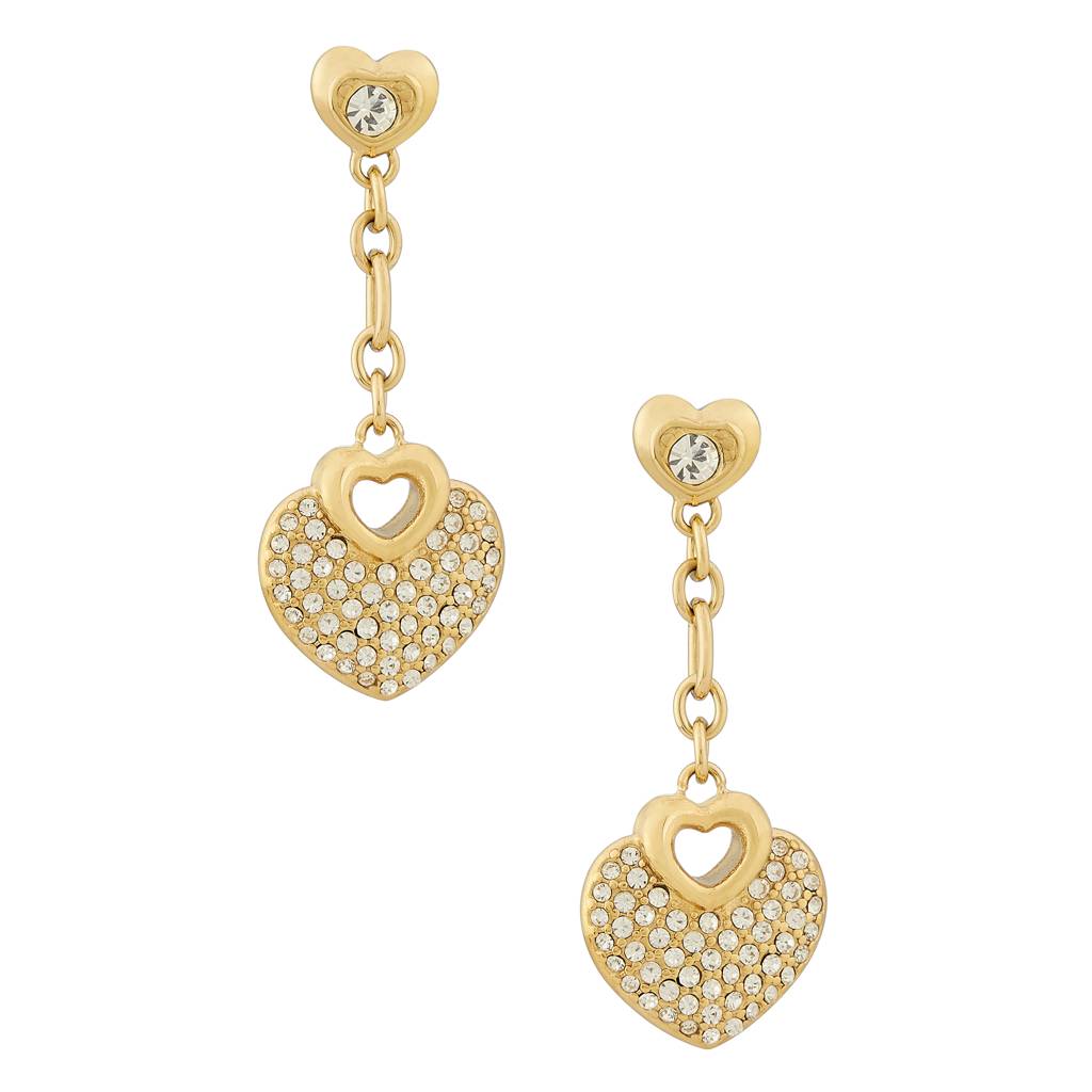 Guess Crazy In Love Gold-Plated Stainless Steel Drop Earrings For Women : UBE05210YG