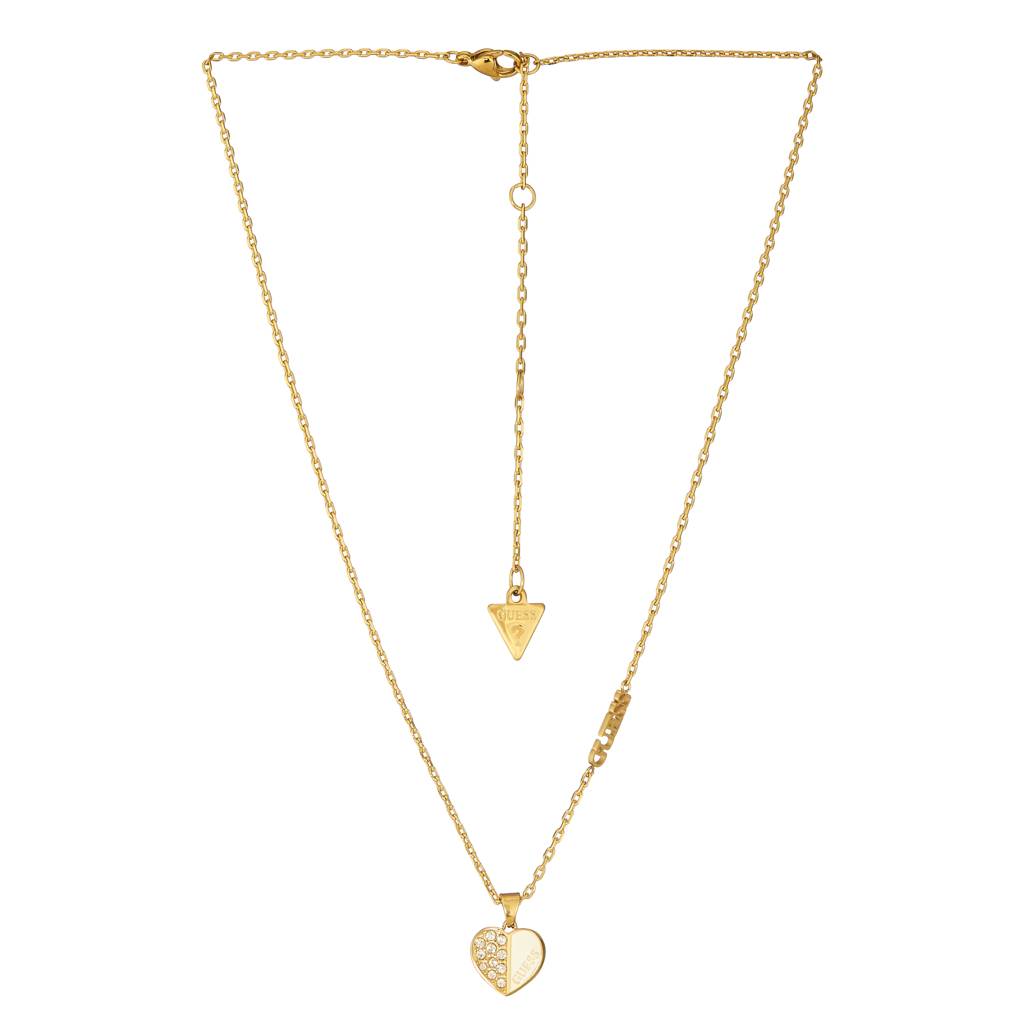 Guess Lovely Gold-Plated Stainless Steel Necklace For Women : UBN03041YGWH