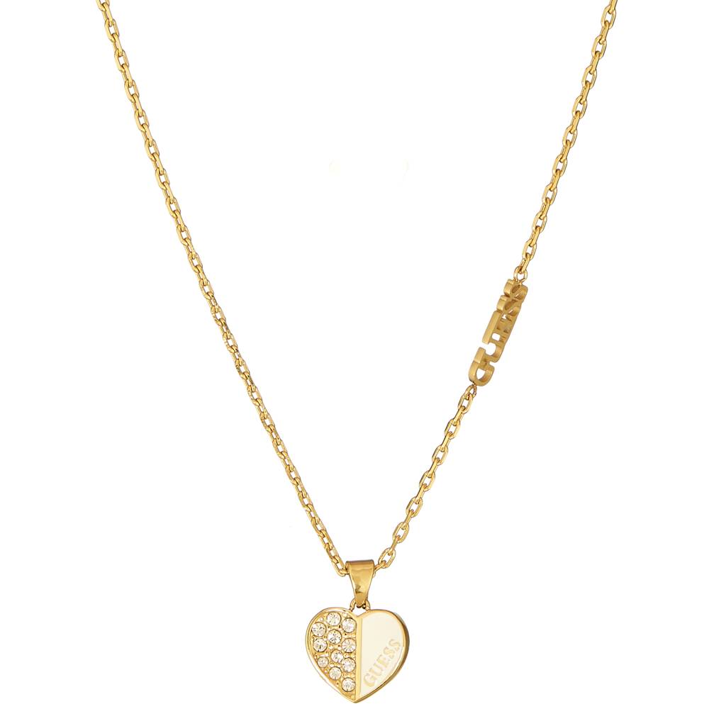 Guess Lovely Gold-Plated Stainless Steel Necklace For Women : UBN03041YGWH