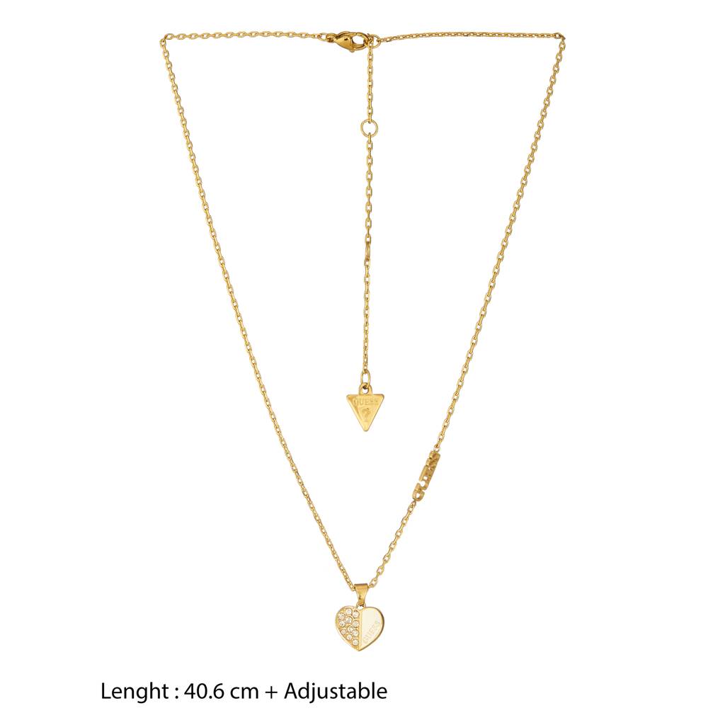 Guess Lovely Gold-Plated Stainless Steel Necklace For Women : UBN03041YGWH