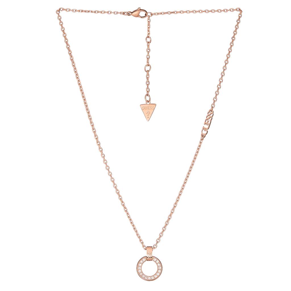 Guess Circle Lights Rose Gold-Plated Stainless Steel Necklace For Women : UBN03159RG