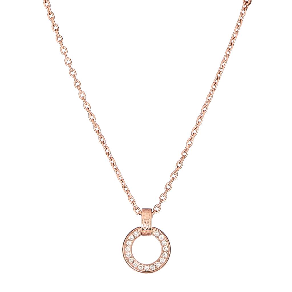 Guess Circle Lights Rose Gold-Plated Stainless Steel Necklace For Women : UBN03159RG