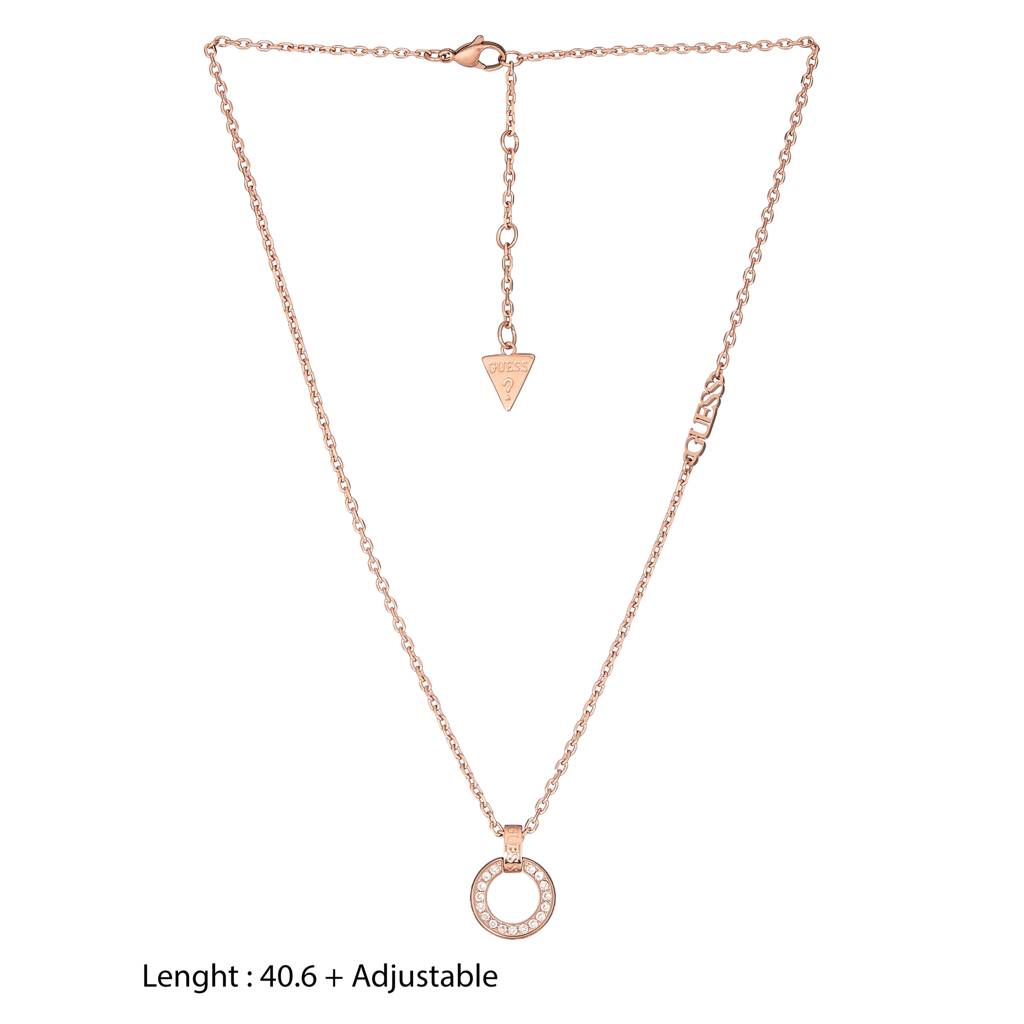 Guess Circle Lights Rose Gold-Plated Stainless Steel Necklace For Women : UBN03159RG
