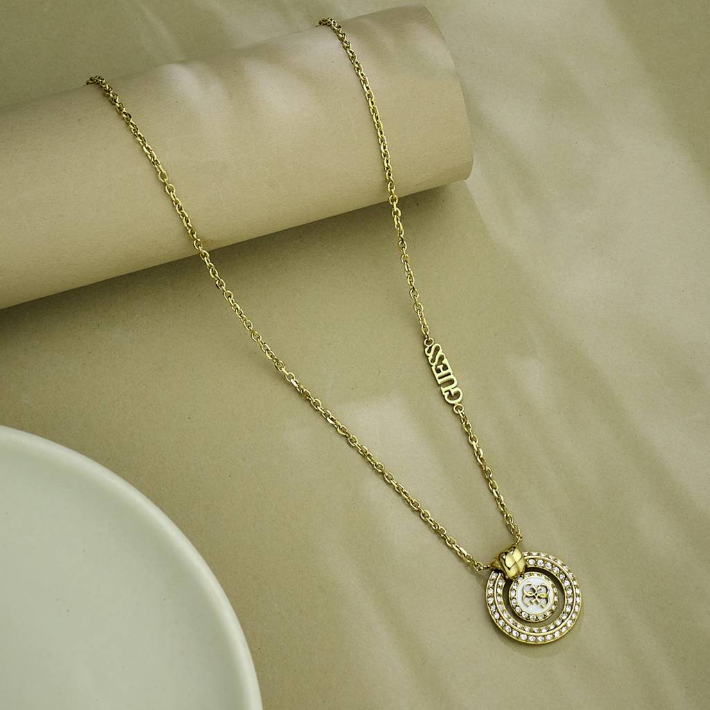 Guess Knot You Gold-Plated Stainless Steel Necklace For Women : UBN04052YGWH