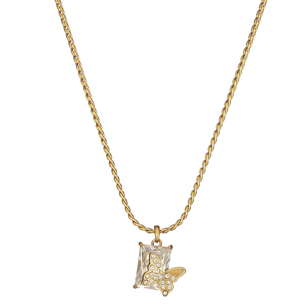 Guess Chrysalis Gold-Plated Stainless Steel Chain Necklace For Women : UBN04097YG