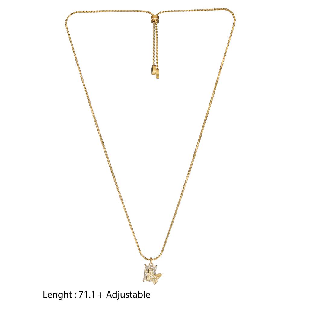 Guess Chrysalis Gold-Plated Stainless Steel Chain Necklace For Women : UBN04097YG