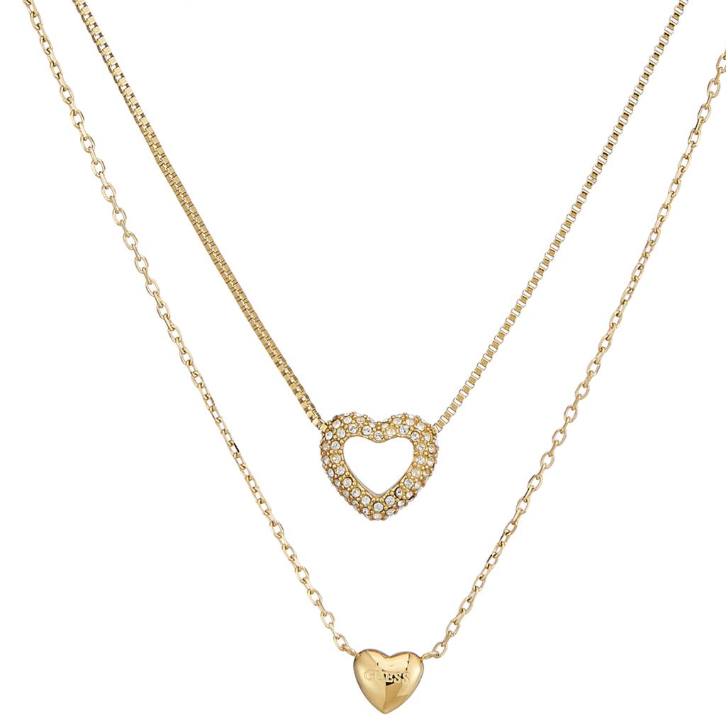 Guess Beloved Gold-Plated Stainless Steel Multi Chain Necklace For Women : UBN05026YG