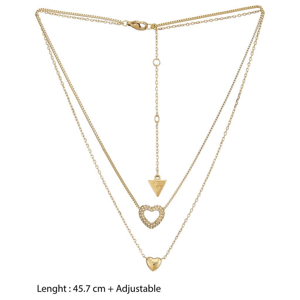 Guess Beloved Gold-Plated Stainless Steel Multi Chain Necklace For Women : UBN05026YG