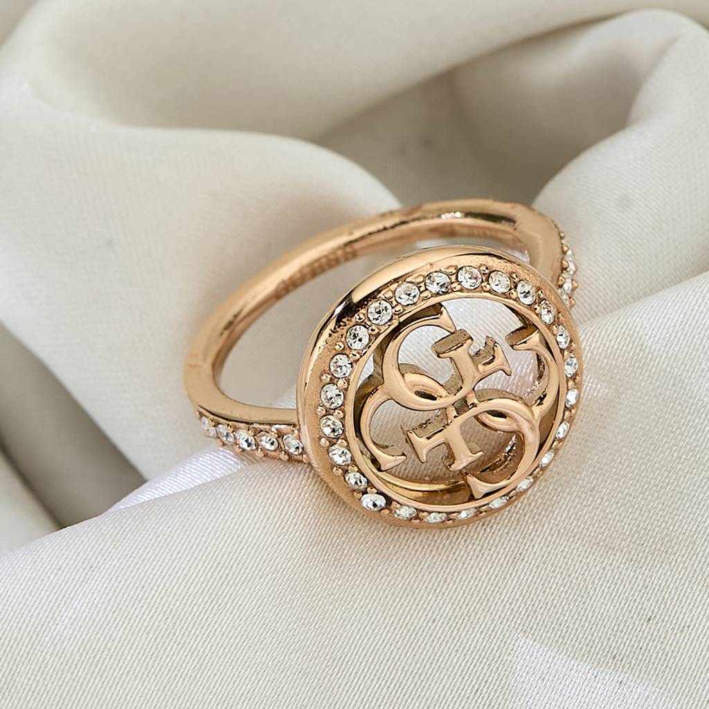 Guess Life In 4G Rose Gold-Plated Stainless Steel Ring For Women