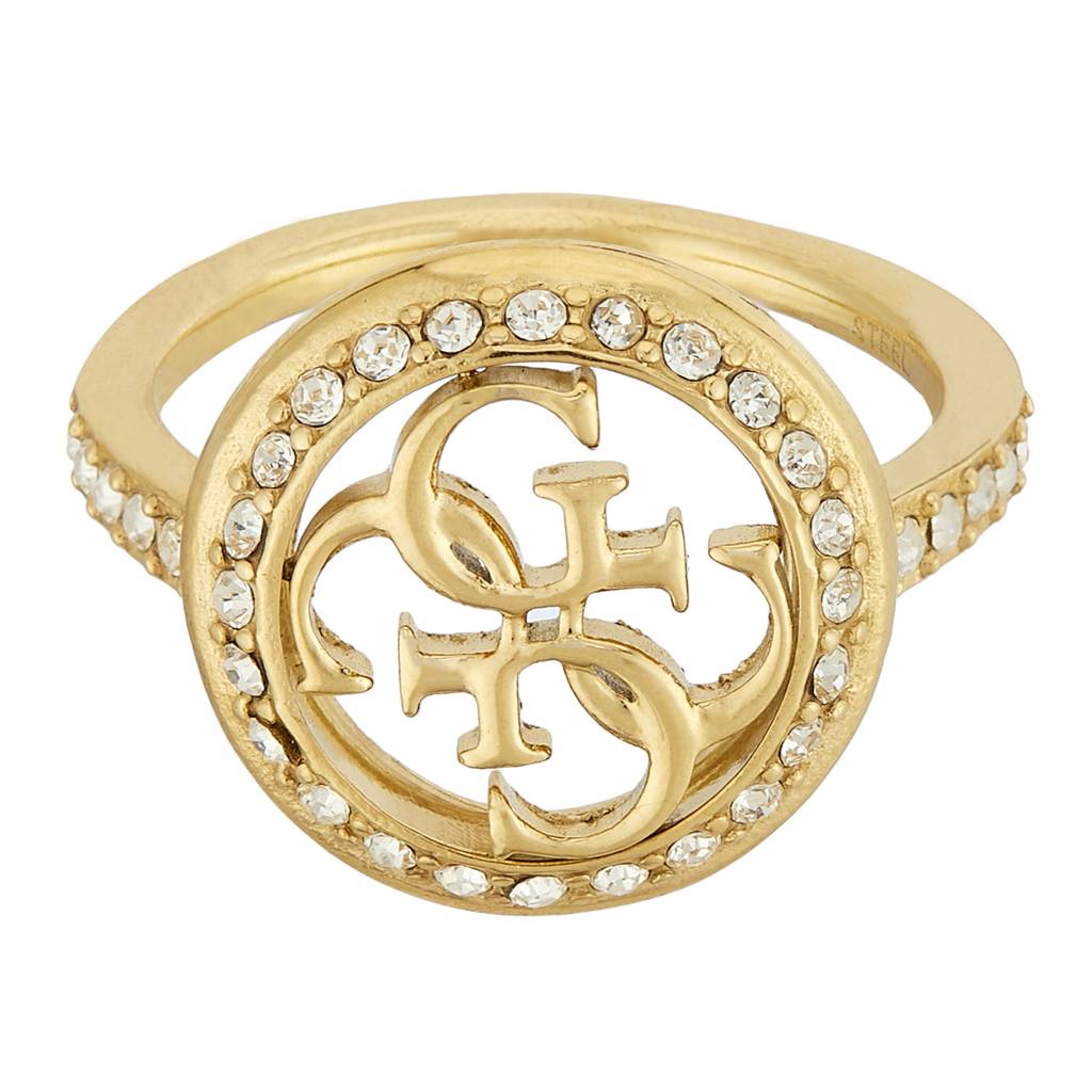 Guess Life In 4G Gold-Plated Stainless Steel Ring For Women : UBR02139YG54
