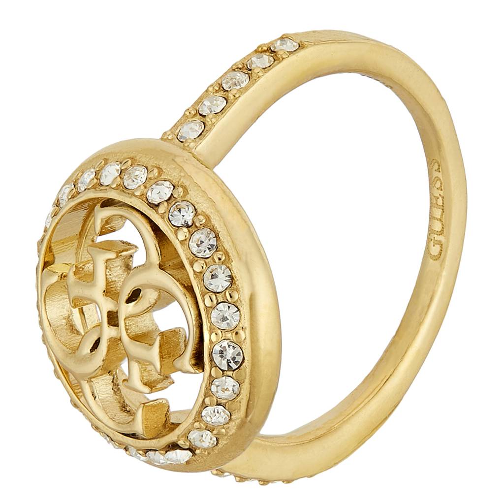 Guess Life In 4G Gold-Plated Stainless Steel Ring For Women : UBR02139YG54