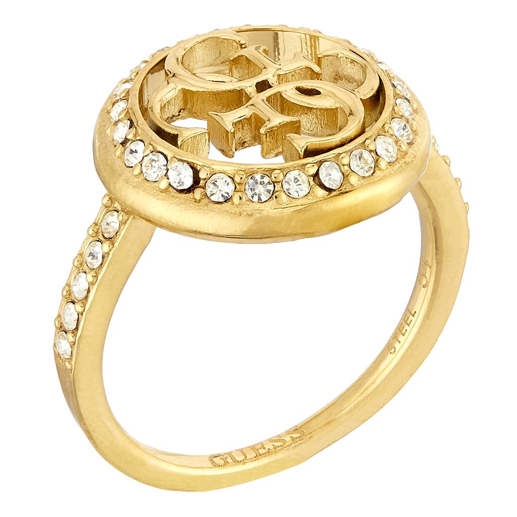 Guess Life In 4G Gold-Plated Stainless Steel Ring For Women : UBR02139YG54