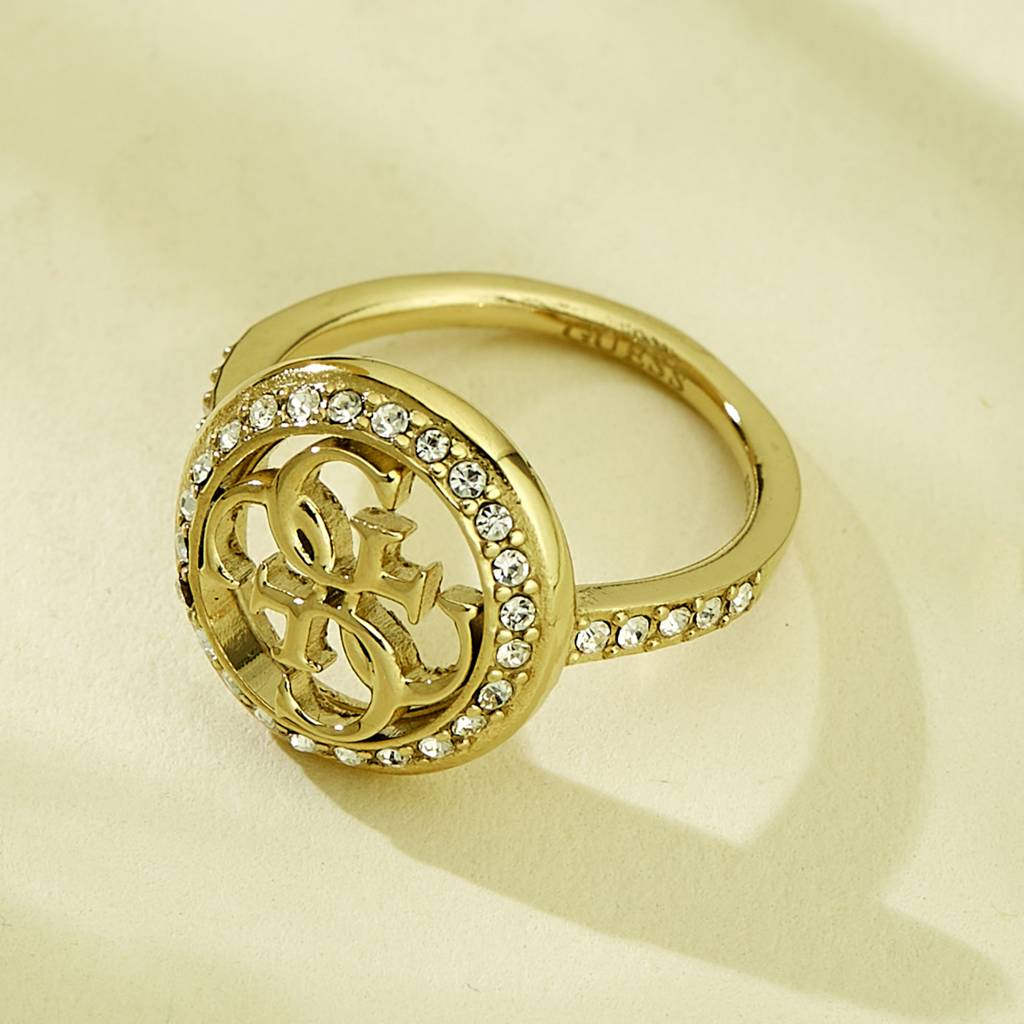 Guess Life In 4G Gold-Plated Stainless Steel Ring For Women : UBR02139YG58