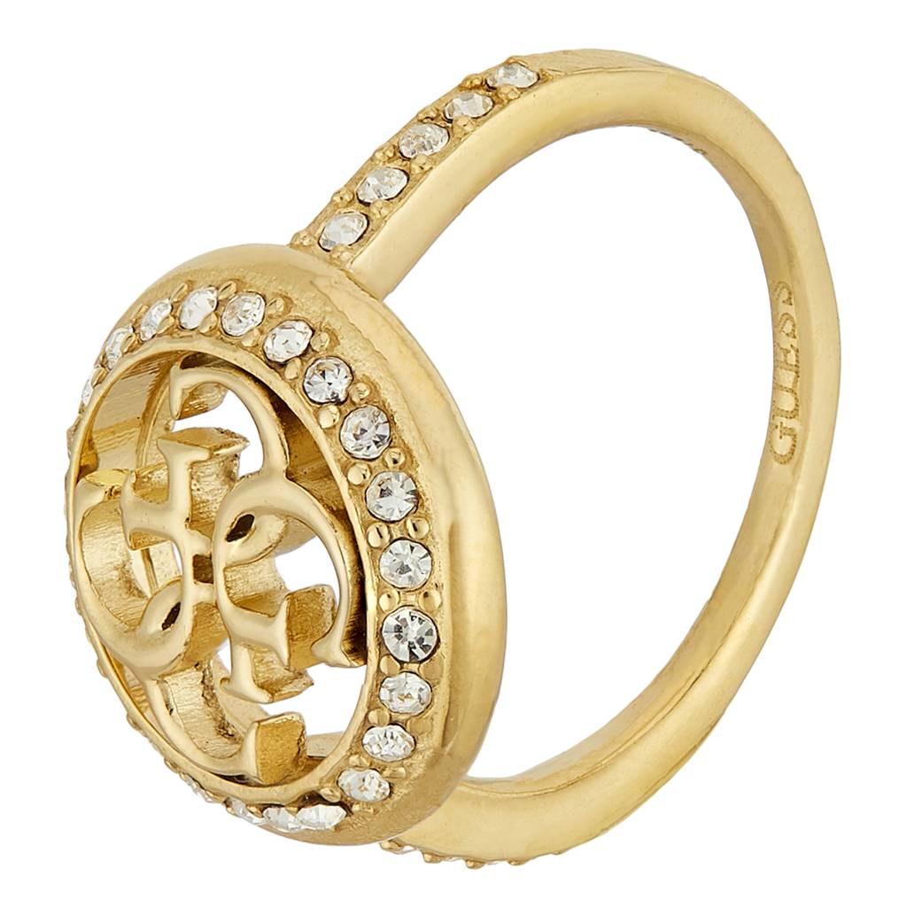 Guess Life In 4G Gold-Plated Stainless Steel Ring For Women : UBR02139YG58