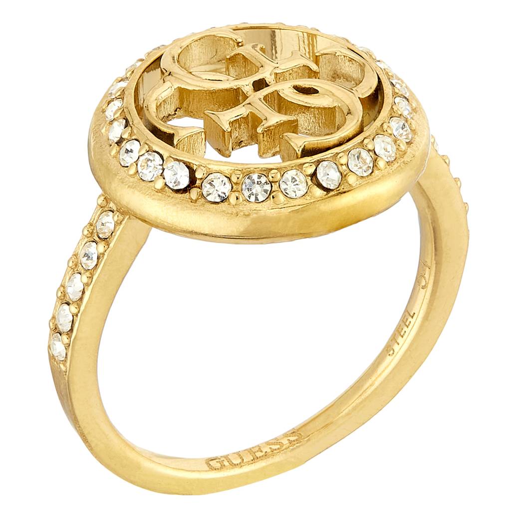 Guess Life In 4G Gold-Plated Stainless Steel Ring For Women : UBR02139YG58