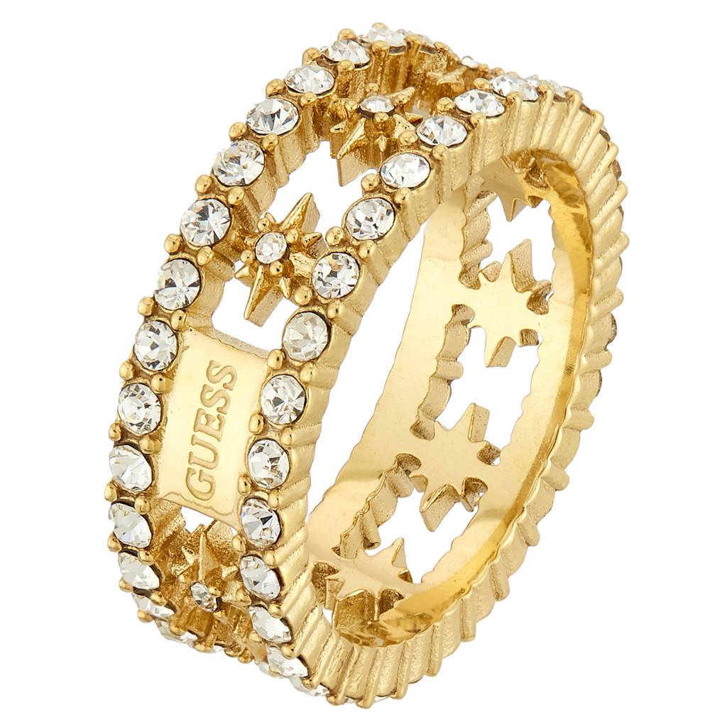 Guess In The Sky Gold-Plated Stainless Steel Ring For Women : UBR03320YG54