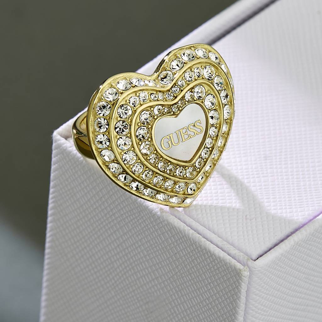 Guess Amami Gold-Plated Stainless Steel Ring For Women : UBR04016YGWH56