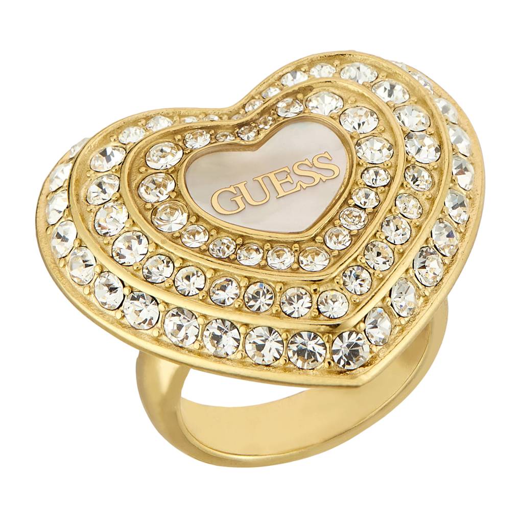 Guess Amami Gold-Plated Stainless Steel Ring For Women : UBR04016YGWH56