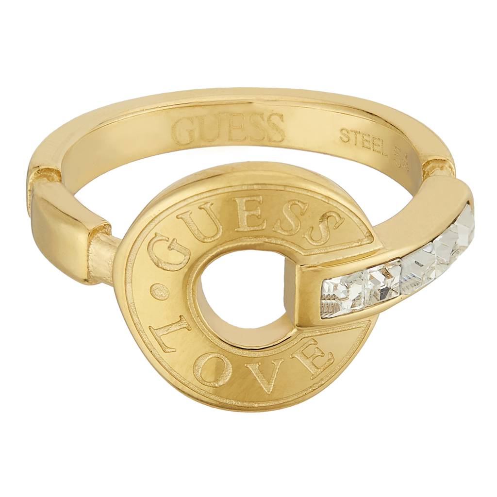 Guess Love Gold-Plated Stainless Steel Ring For Women (Size - 54) : UBR04079YG54